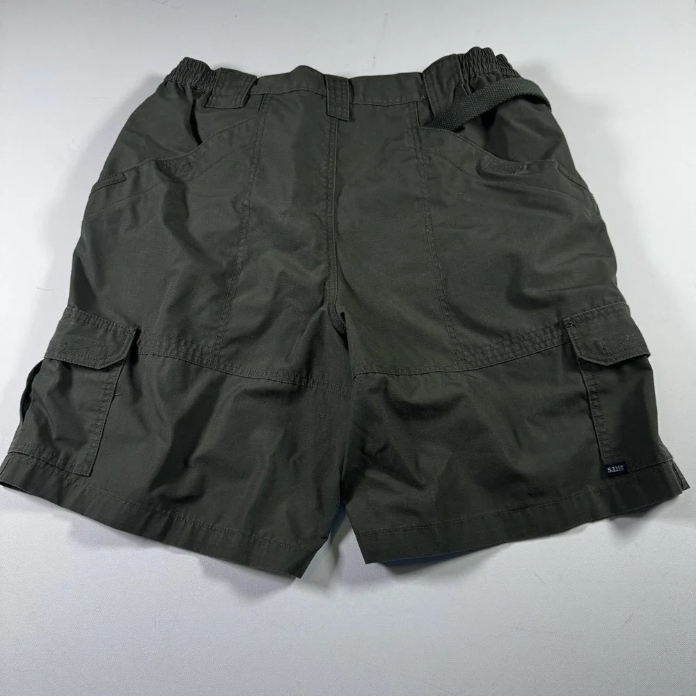 5.11 Tactical Cargo Shorts Mens 38 Green Ripstop Elastic Waist Utility Hiking